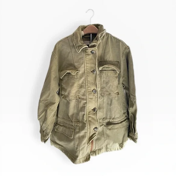 Free People Utility Jacket Olive Green size XS 100% Cotton Military Style Cargo - Picture 14 of 14